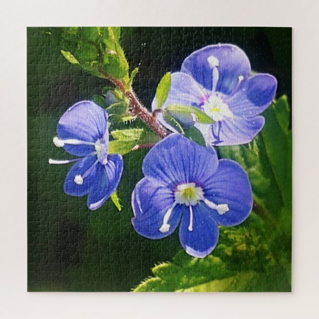 Drei blaue Blumen Puzzle (Vertikal)