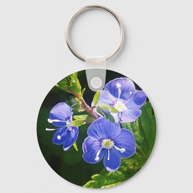 Drei blaue Blumen Schlüsselanhänger (Vorderseite)
