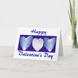 Drei blaue Blumenblattherzen Feiertagskarte