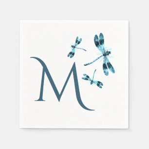 Drei blaue Libellen Niedlich Monogramm Serviette