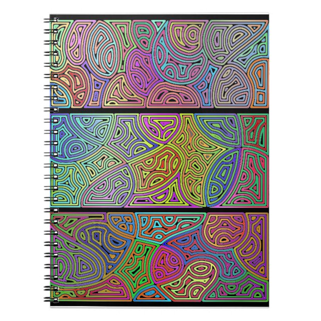 drei Blöcke mehrfarbiger abstrakter Formen Notizblock (Vorderseite)