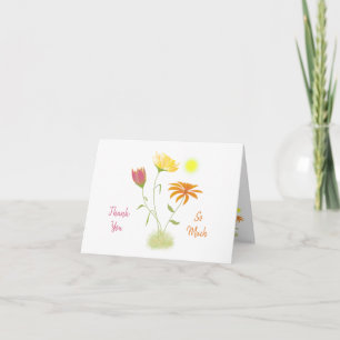 Drei Blume in der Sonne - transparent auf weiß. Dankeskarte