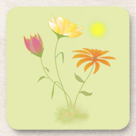 Drei Blume in der Sonne - transparent. Getränkeuntersetzer