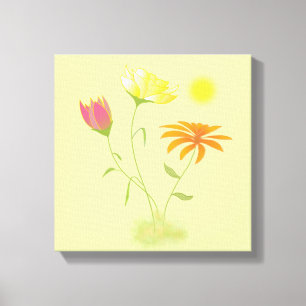 Drei Blume in der Sonne - transparent. Leinwanddruck
