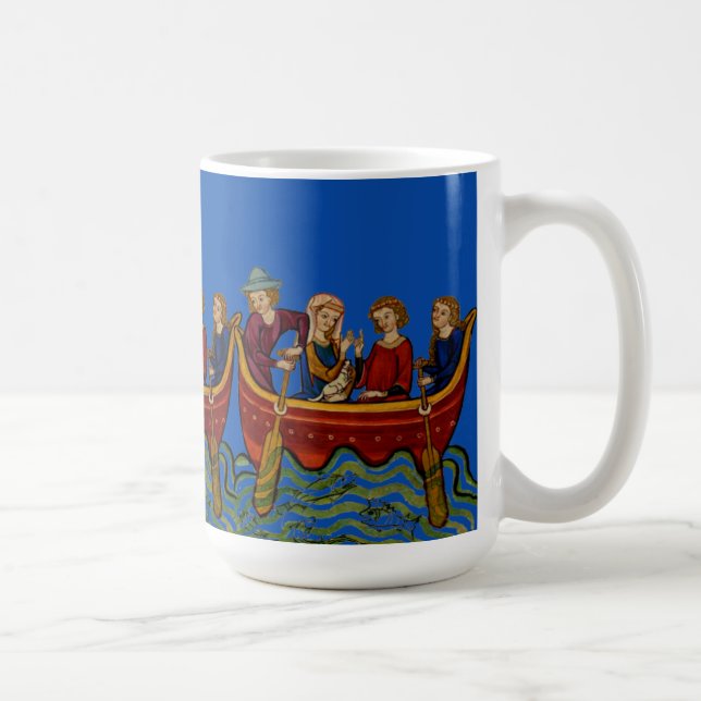 Drei Boote auf dem Fluss Blau Kaffeetasse (Rechts)