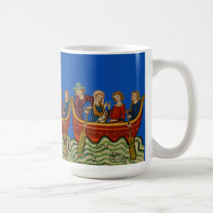 Drei Boote auf dem Fluss Blau Kaffeetasse