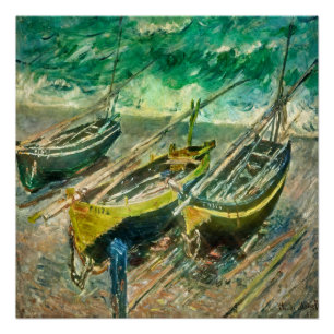Drei Boote. Claude Monet. Poster