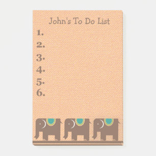 Drei braune Teal-Elefanten Personalisierte To-Do-L Post-it Klebezettel