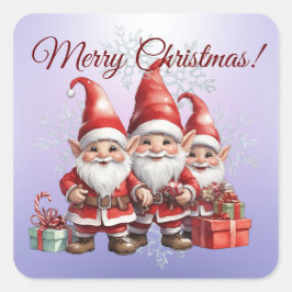 Drei Brons, drei Gnome - Frohe Weihnachten! Quadratischer Aufkleber