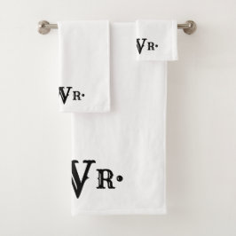 Drei Buchstaben Monogramm Custom EleganBlack & Whi Badhandtuch Set