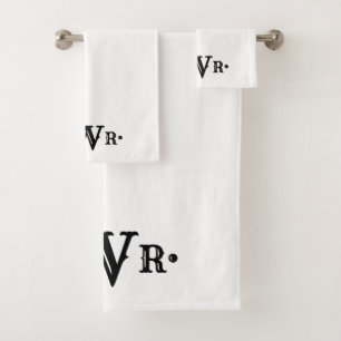 Drei Buchstaben Monogramm Custom EleganBlack & Whi Badhandtuch Set