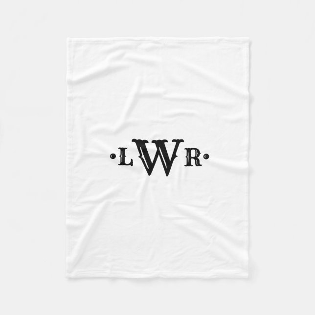 Drei Buchstaben Monogramm Custom EleganBlack & Whi Fleecedecke (Vorderseite)