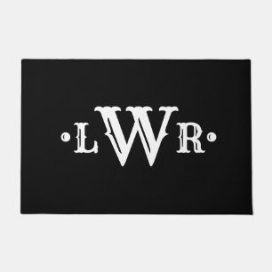 Drei Buchstaben Monogramm Custom EleganBlack & Whi Fußmatte