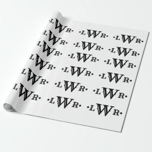 Drei Buchstaben Monogramm Custom EleganBlack & Whi Geschenkpapier