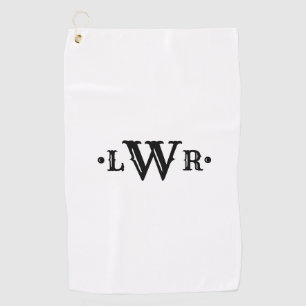 Drei Buchstaben Monogramm Custom EleganBlack & Whi Golfhandtuch