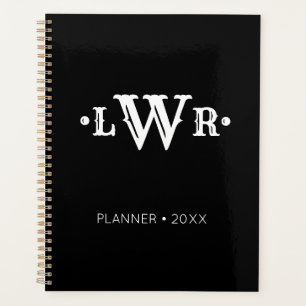 Drei Buchstaben Monogramm Custom EleganBlack & Whi Planer