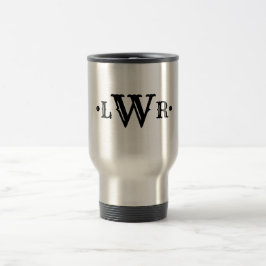 Drei Buchstaben Monogramm Custom EleganBlack & Whi Reisebecher