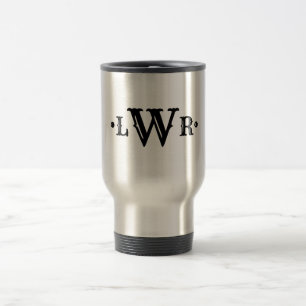 Drei Buchstaben Monogramm Custom EleganBlack & Whi Reisebecher