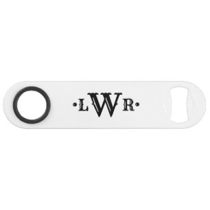 Drei Buchstaben Monogramm Custom EleganBlack & Whi Speed Flaschenöffner