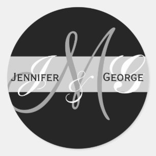 Drei Buchstaben Monogramm-Initialen für Hochzeitst Runder Aufkleber