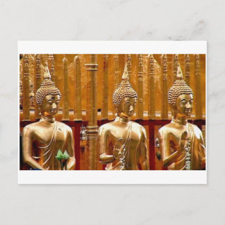 Drei Buddhas in Thailand Postkarte
