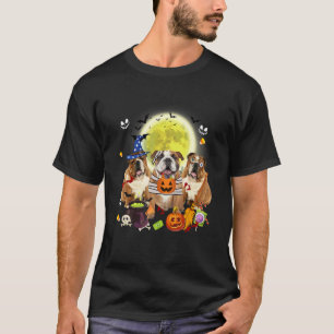 Drei Bulldoggen-Hunde Hexe Gruselige Mumie Hallowe T-Shirt