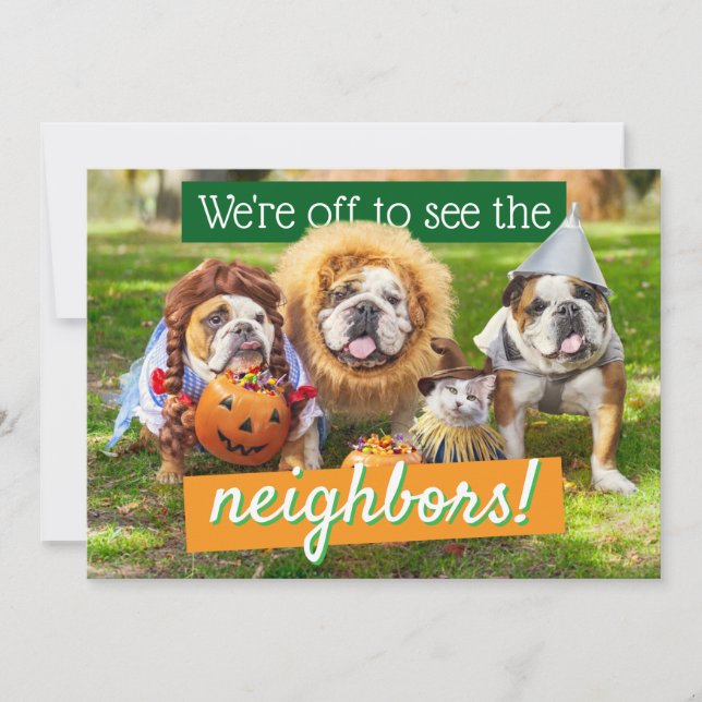 Drei Bulldoggen in Kostümen Einladung (Vorderseite)