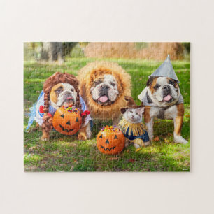 Drei Bulldoggen in Kostümen Puzzle