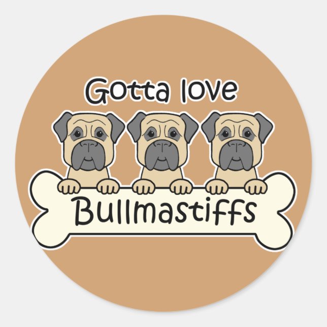 Drei Bullmastiffs Runder Aufkleber (Vorderseite)