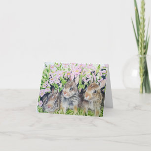 Drei bunnies Osterkarte handgemalt Kunst Karte