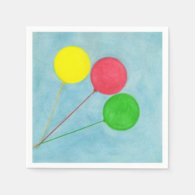 Drei bunte Balloons Party Paper Napkins Serviette (Vorderseite)