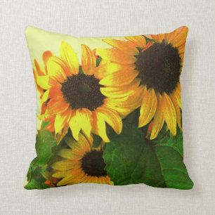 Drei bunte gelbe Sonnenblumen Kissen