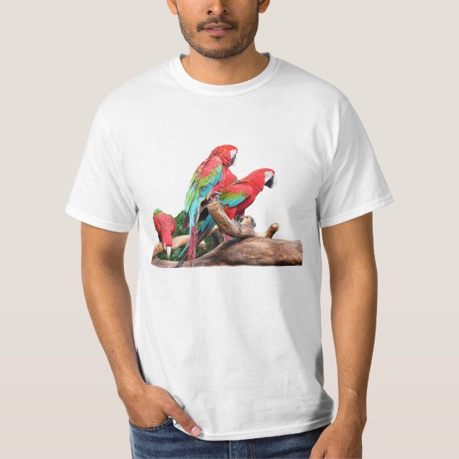 drei bunte Papageien T-Shirt (Vorderseite)