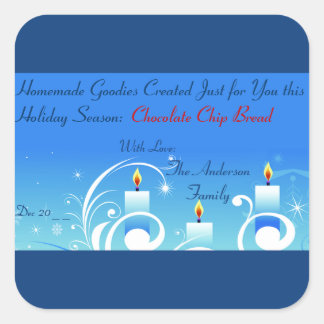 Drei Candles, hausgemachte Geschenke Quadratischer Aufkleber