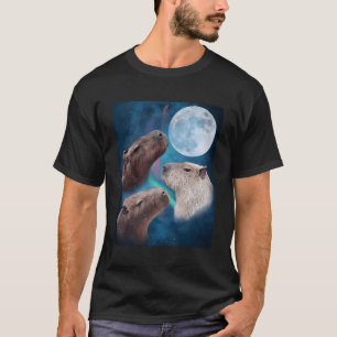 Drei Capybaras Moon und nächtlicher Himmel T-Shirt
