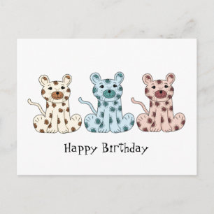 Drei Cartoon-Leoparden Postkarte