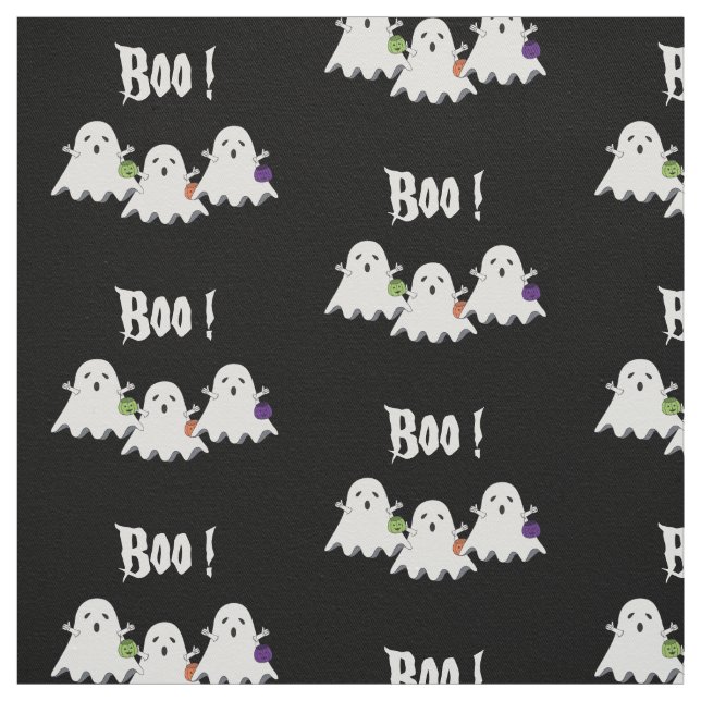 Drei Cartoon Little Ghost Black Fabric Stoff (Muster)