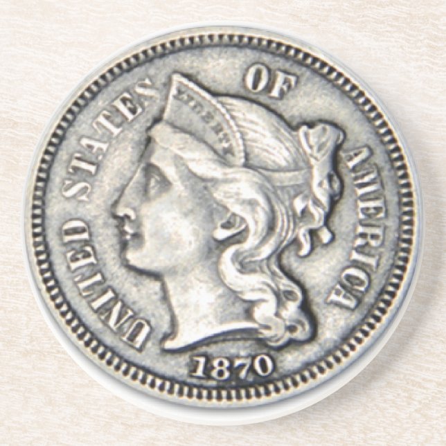 Drei Cent-Stück-Geldküstenmotorschiff Sandstein Untersetzer (Vorne)