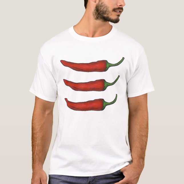 Drei Chilen heißer, würziger Roter Chili Pfeffer G T-Shirt (Vorderseite)