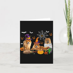 Drei Chow-Chow-Hunde Hexe Halloween Mumie Y Karte