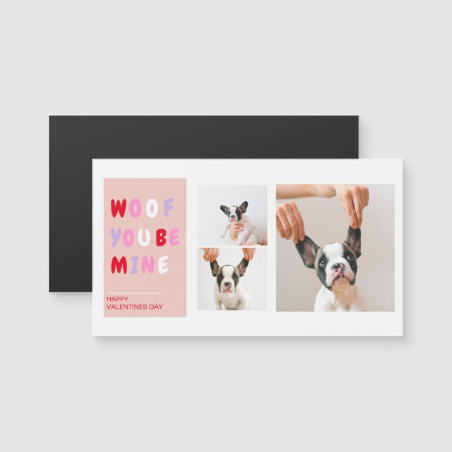 Drei Collage Foto | Dog Valentines Gift Magnetkarte (Vorne/Hinten)