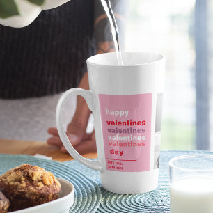 Drei Collage Foto Farbenfrohe Valentingeschenke Milchtasse