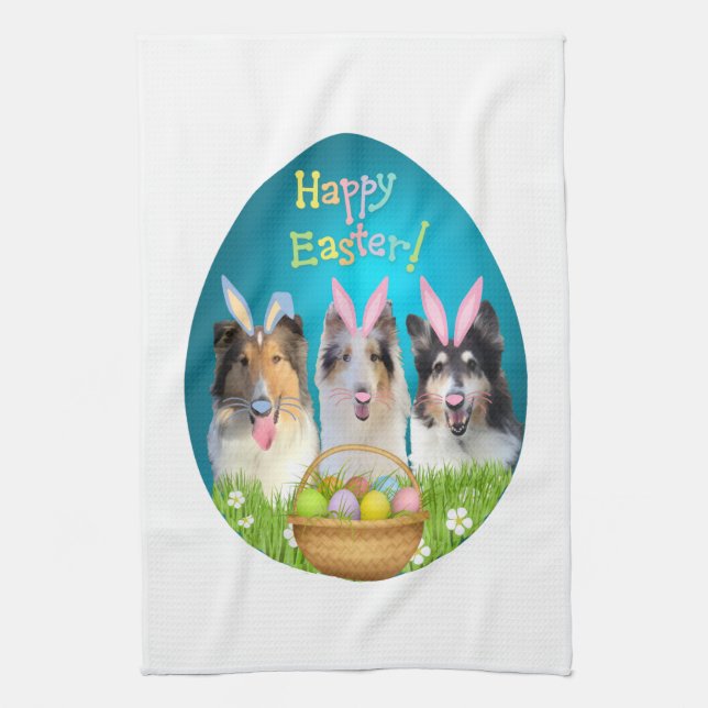 Drei Collie Bunny Geschirrtuch (Vertikal)