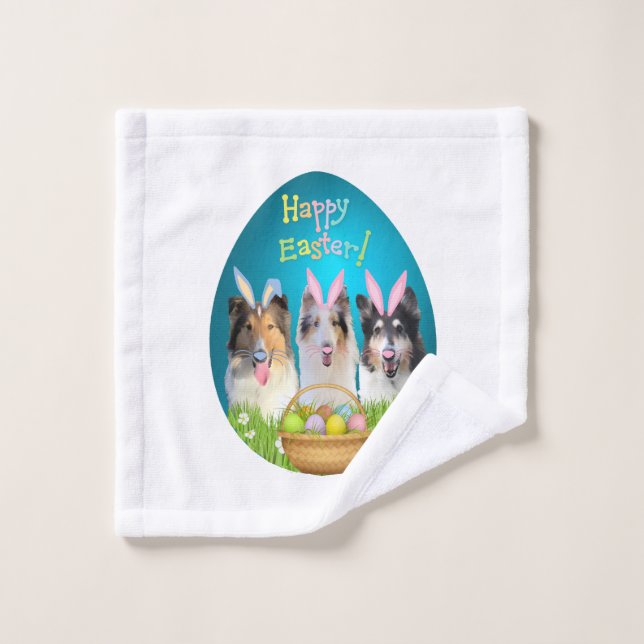 Drei Collie Bunny Waschlappen (Waschlappen)