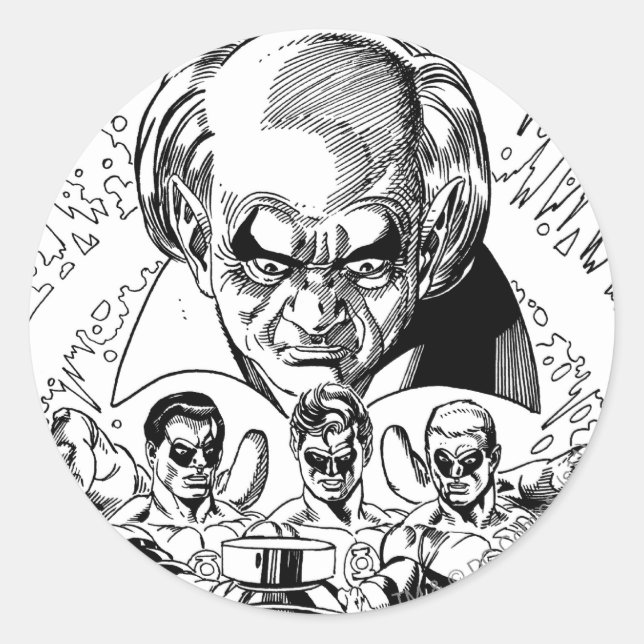 Drei Comic-Abdeckung mit grünen Lanterns, Schwarz  Runder Aufkleber (Vorderseite)