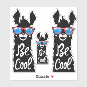 Drei Coole schwarze Llamas mit roter Sonnenbrille Aufkleber