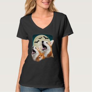 Drei Corgi Halloween und Halloween Mond T-Shirt