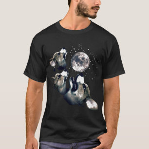 Drei Corgi Mond Wolf Parodie T-Shirt