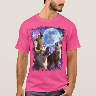 Drei Corgis heulen beim Mond 3 Wölfe Lustige Wölfe T-Shirt