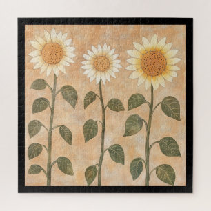 Drei Cottagecore-Terrakotta-Sonnenblumen Puzzle